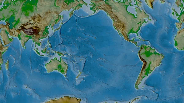 Neighborhoods Pacific Tectonic Plate Physical Map Van Der Grinten Projection — Stock Photo, Image