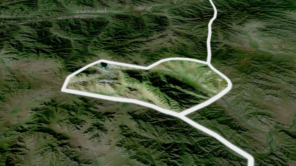 Orhon 蒙古市放大和突出 卫星图像 3D渲染 — 图库照片