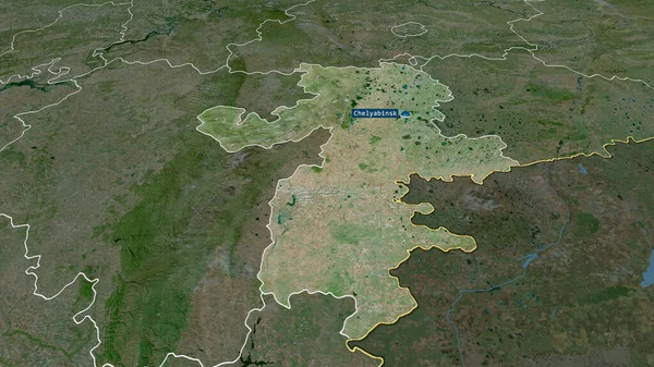 Chelyabinsk Rusya Nın Büyüyen Sermaye Ile Vurgulanan Bölgesi Uydu Görüntüleri — Stok fotoğraf