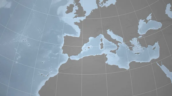 Испании Соседство Отдаленная Перспектива Очертаний Grayscale Elevation Map — стоковое фото