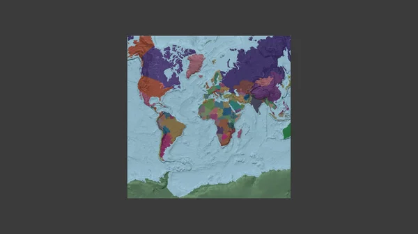 Cuadro Cuadrado Del Mapa Gran Escala Del Mundo Una Proyección —  Fotos de Stock