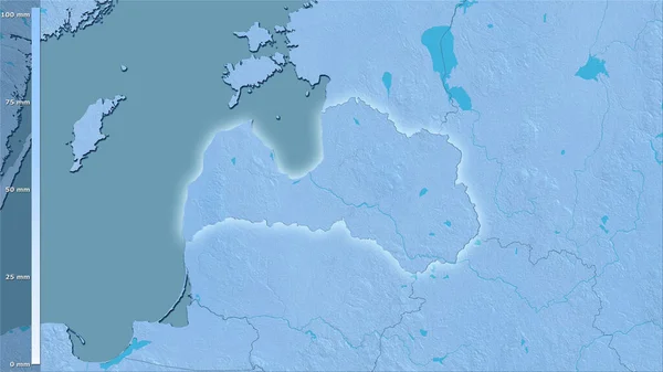 Precipitation Wettest Month Latvia Area Stereographic Projection Legend Raw Composition — Stock Photo, Image