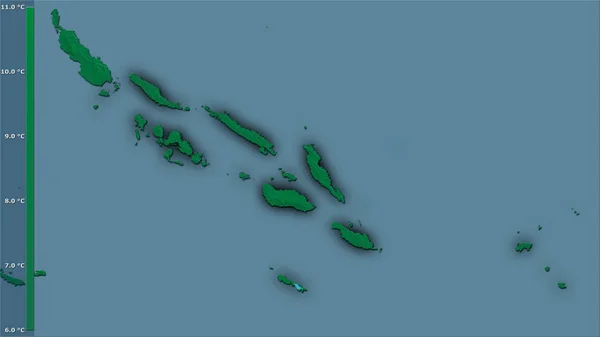 Середньорічна Зміна Температури Районі Соломонових Островів Стереографічній Проекції Легендарним Сирим — стокове фото