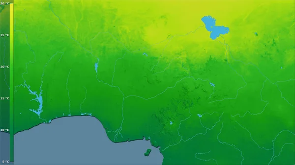 Variation Annuelle Moyenne Température Dans Zone Nigéria Dans Projection Stéréographique — Photo