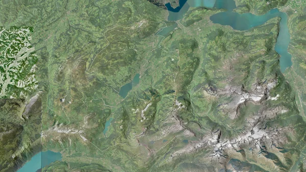 Obwalden Cantón Suiza Imágenes Satélite Forma Delineada Contra Área País — Foto de Stock