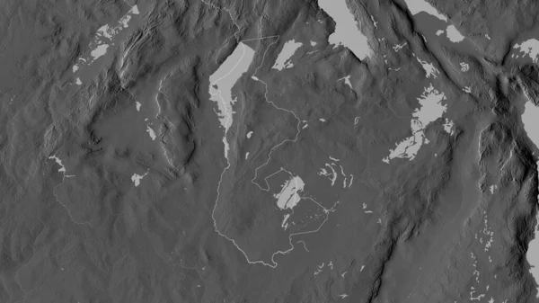 Luapula Provincia Zambia Mapa Escala Grises Con Lagos Ríos Forma —  Fotos de Stock