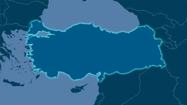 Area Turchia Sulla Mappa Solida Nella Proiezione Stereografica Composizione Grezza — Foto Stock