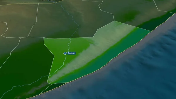 Shabeellaha Dhexe Regione Della Somalia Ingrandita Evidenziata Con Capitale Principali — Foto Stock
