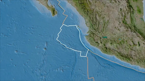 Umrissene Tektonische Platte Rivera Und Grenzen Benachbarter Platten Auf Der — Stockfoto