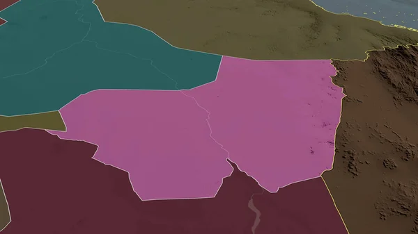 Kassala Estado Sudán Acercó Destacó Mapa Coloreado Tocado División Administrativa — Foto de Stock