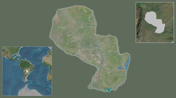 Zbliżenie Paragwaju Jego Lokalizacji Regionie Centrum Dużą Skalę Światowej Mapy — Zdjęcie stockowe