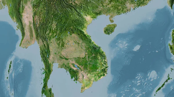 Vietnam Area Satellite Map Stereographic Projection Raw Composition Raster Layers — Stock Photo, Image