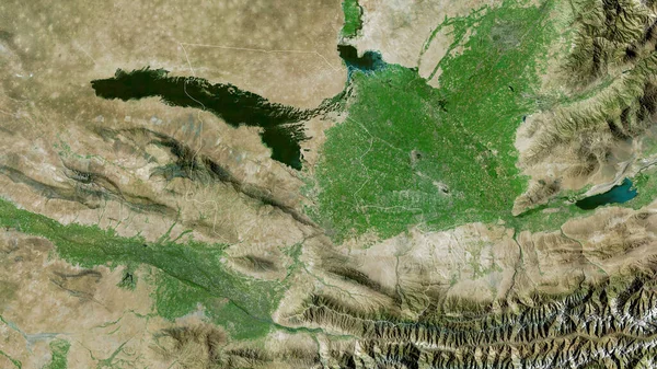 Jizzakh Region Uzbekistan Satellite Imagery Shape Outlined Its Country Area — Stock Photo, Image
