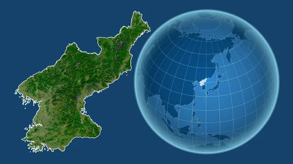 Βόρεια Κορέα Σφαίρα Σχήμα Της Χώρας Αντίθεση Μεγεθυμένο Χάρτη Περίγραμμά — Φωτογραφία Αρχείου