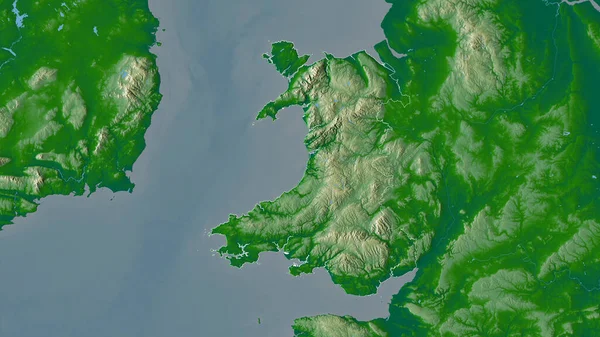 Уэльс Регион Великобритании Цветные Шейдерные Данные Озерами Реками Форма Очерченная — стоковое фото