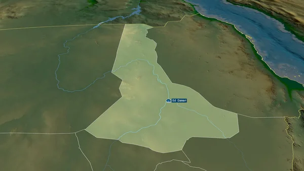 Fluss Nil Staat Sudan Vergrößert Und Mit Kapital Hervorgehoben Die — Stockfoto