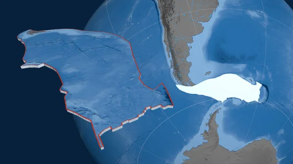 Plaque Tectonique Scotian Extrudée Présentée Contre Globe Topographie Bathymétrie Carte — Photo