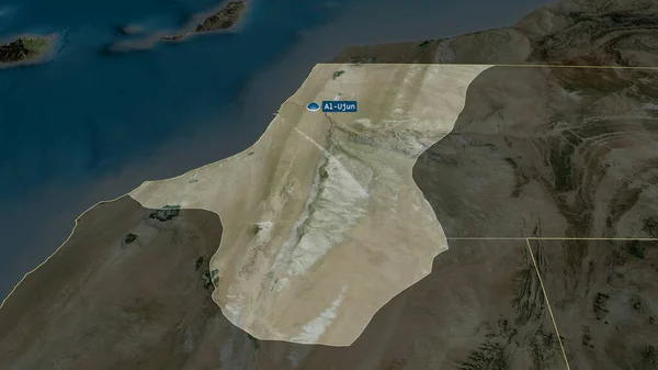 Laayoune Provincie Van Westelijke Sahara Gezoomd Gemarkeerd Met Kapitaal Satellietbeelden — Stockfoto