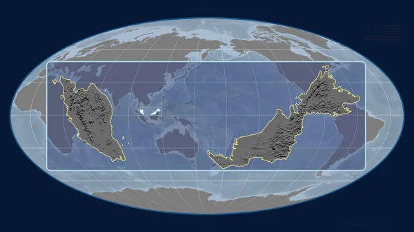 Vista Ampliada Malásia Esboço Com Linhas Perspectiva Contra Mapa Global — Fotografia de Stock
