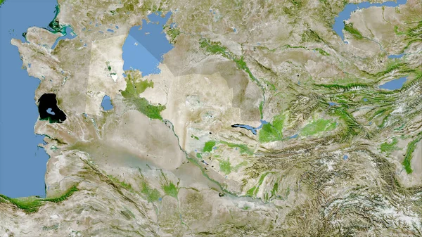 卫星A上乌兹别克斯坦地区立体投影地图 栅格层的原始组成 — 图库照片