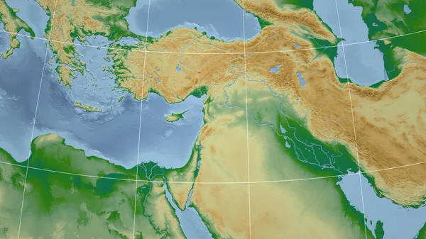 Síria Bairro Perspectiva Distante Sem Contorno Cor Mapa Físico — Fotografia de Stock