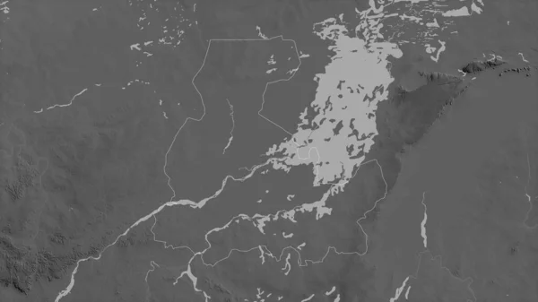 Segou Región Malí Mapa Escala Grises Con Lagos Ríos Forma — Foto de Stock