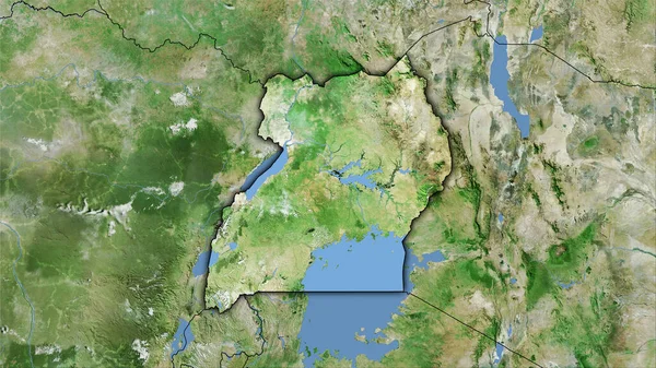 Uganda Área Satélite Mapa Proyección Estereográfica Composición Cruda Capas Trama — Foto de Stock