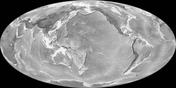 Карта Мира Проекции Моллвейда Сосредоточена 170 Западной Долготе Карта Возвышенности — стоковое фото