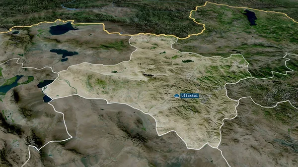 Джавхан Провинция Монголии Увеличенная Выделенная Капиталом Спутниковые Снимки Рендеринг — стоковое фото