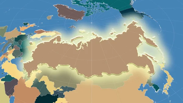 Rusia Vecindario Perspectiva Oblicua Distante Forma Brillaba Mapa Color Las — Foto de Stock