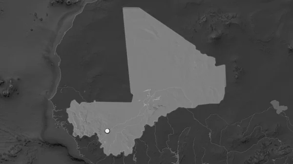 Het Gemarkeerde Gebied Van Mali Met Hoofdpunt Gedeukte Kaart Van — Stockfoto