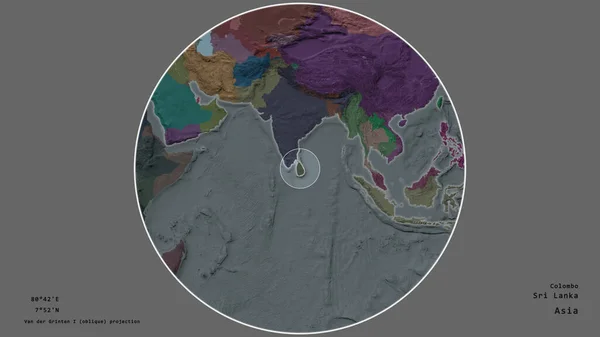 Zone Sri Lanka Marquée Cercle Sur Carte Grande Échelle Continent — Photo