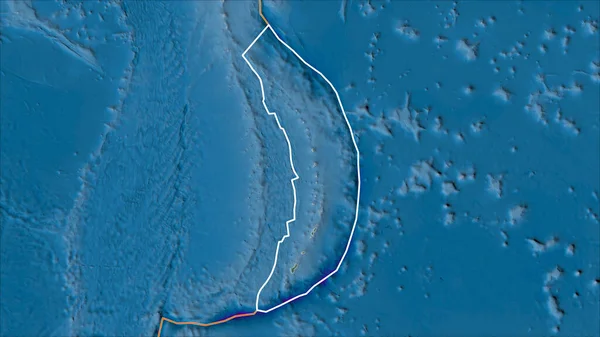 ヴァン グリンテンI予測 斜めの変換 の救済マップ上の隣接するプレートの概要マリアナ テクトニクス プレートと境界 — ストック写真