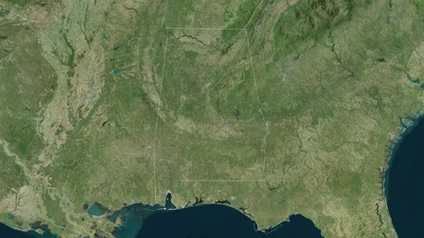 Alabama Staat Van Verenigde Staten Satellietbeelden Vorm Geschetst Tegen Zijn — Stockfoto