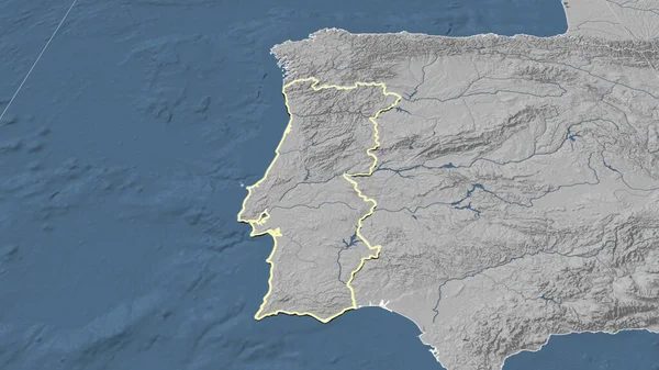 Πορτογαλία Και Γειτονιά Της Μακρινή Πλάγια Προοπτική Σχήμα Περιγράφεται Χάρτης — Φωτογραφία Αρχείου