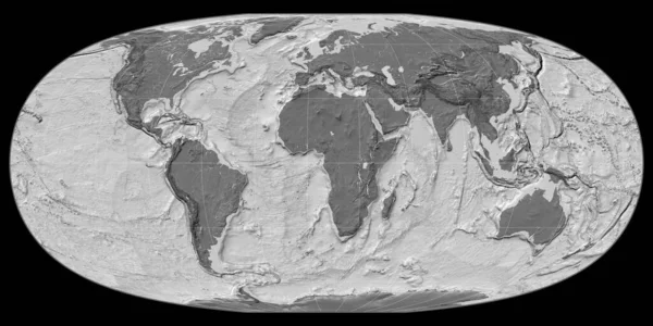Weltkarte Der Mcbryde Thomas Projektion Zentriert Auf Östliche Längengrade Bilevel — Stockfoto