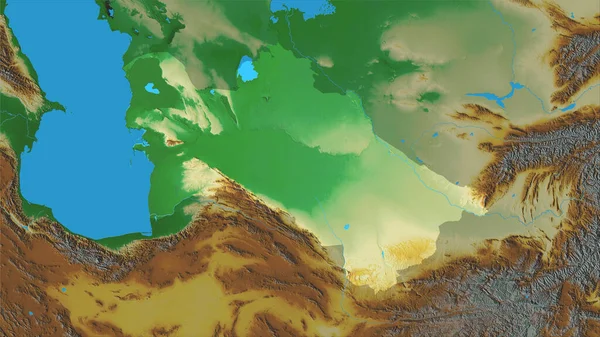 Área Turquemenistão Mapa Topográfico Relevo Projeção Estereográfica Composição Bruta Das — Fotografia de Stock