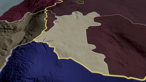 Dar Província Síria Ampliada Destacada Mapa Colorido Desmoronado Divisão Administrativa — Fotografia de Stock