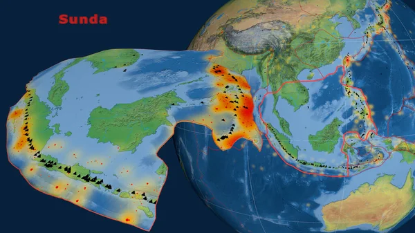 Sunda Tektonische Platte Beschrieben Extrudiert Und Gegen Den Globus Präsentiert — Stockfoto