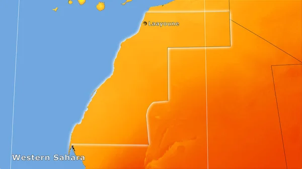 Sahara Zachodnia Rocznej Mapie Temperatury Projekcji Stereograficznej Kompozycja Główna — Zdjęcie stockowe