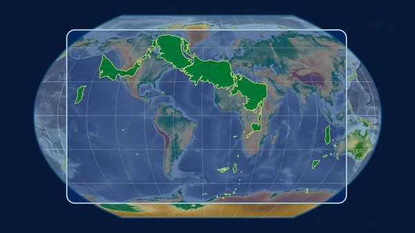 Увеличенный Вид Острова Теркс Кайкос Перспективными Линиями Против Глобальной Карты — стоковое фото