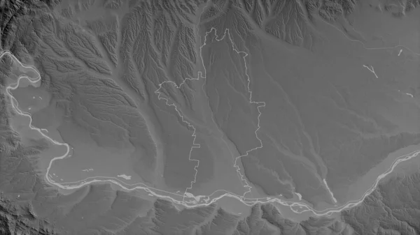 ルーマニアのオルト郡 湖や川とグレースケールの地図 形状は その国の領域に対して概説 3Dレンダリング — ストック写真