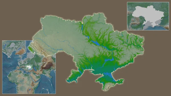 Primer Plano Ucrania Ubicación Región Centro Mapa Mundial Gran Escala — Foto de Stock