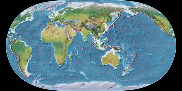 Světová Mapa Projekci Natural Earth Soustředila Východní Délky Hlavní Fyziografické — Stock fotografie