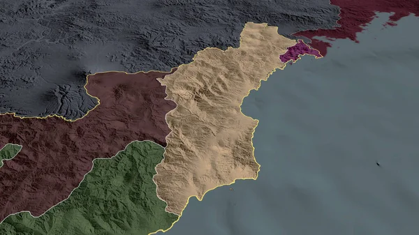 Hamgyong Bukto Prowincja Korei Północnej Powiększył Podkreślił Kolorowa Wyboista Mapa — Zdjęcie stockowe