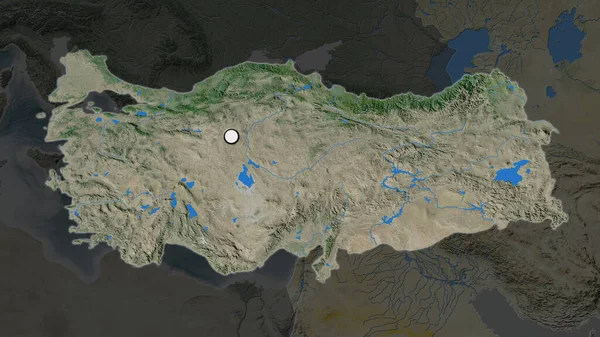 Türkiye Nin Semtinin Doyumsuz Haritasında Sermaye Noktasıyla Vurgulanan Bölgesi Uydu — Stok fotoğraf