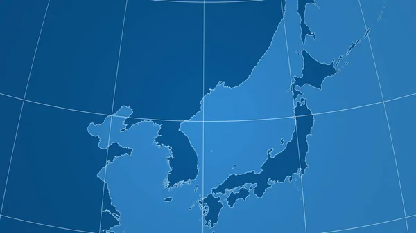 Северная Корея Соседство Отдаленная Перспектива Очертаний Формы Маска Суши Океана — стоковое фото
