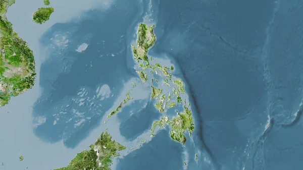 Obszar Filipin Satelicie Mapa Projekcji Stereograficznej Surowy Skład Warstw Rastrowych — Zdjęcie stockowe