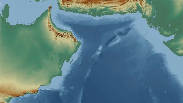 Oman Close Perspective Country Outline Topographic Relief Map — Stock Photo, Image