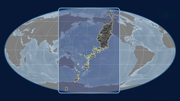 Nagyítás Palau Körvonalaira Tekintettel Perspektívákkal Mollweide Projekció Globális Térképével Szemben — Stock Fotó